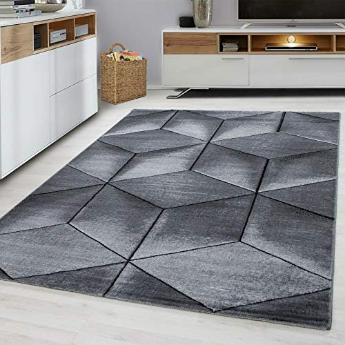 viceroy bedding Rug CUBIC Modern Design Black Grey Charcoal Rugs Living Room Extra Large Size Soft Touch Short Pile Style Carpet Area Rugs Non Shedding (80cm x 150cm (3ft x 5ft))