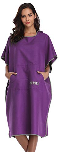 FLYILY Herren Changing Towel Surf-Poncho, violett, S