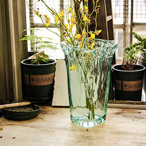 Funsoba Vase de fleurs en verre transparent pour la maison, un mariage, des centres de table (vert)