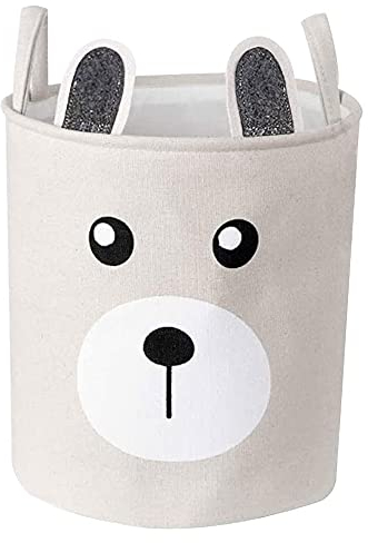 Canvas Organizer Korb, Wasserdichte Wäschekörbe, Wäschekorb für Kinder, Segeltuch Groß Wasserdicht Faltbare Runde Lagerung Wäschekörbe mit Griffen für Baby, Kindergarten, Schlafzimmer (Beige)