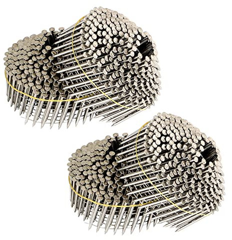 1200 Count 1-3/4-Inch x .090-Inch 15-Degree Ring Shank Stainless Steel Siding Nails Collated Wire Coil Siding Nails for Cement Board Siding or Fencing.Adapted to gun type CN55/CN57.