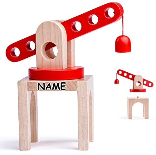 Magnet - Kran - für Holz Eisenbahn - inkl. Name - Kranset - passend für alle Schienen-Systeme & Straßen - z.B. Brio/Heros/Eichhorn/IKEA/Woody/Bigjig..