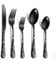 Jxkgenix Stainless Steel Cutlery Set for 4 People, 20 Piece Set Including Knife, Fork, Spoon, Mirror Polished, Dishwasher Safe, Camping Flatware (Black)