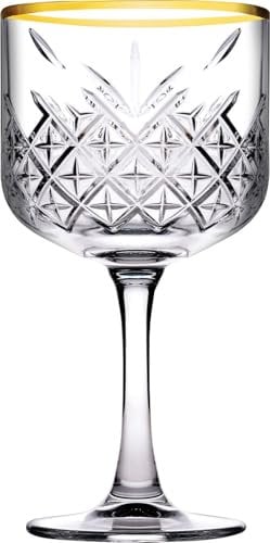 Pasabahce Timeless Gold Wine Glasses Set of 4 500 ml White Wine Glasses Red Wine Glasses 10.2 x 10.2 x 19.8 cm Classic Pattern