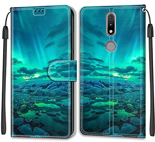 Feyten Kompatibel mit Nokia 2.4 Hülle, Handyhülle Nokia 2.4, Nokia 2.4 Schutzhülle Wallet Handytasche PU Leder Klappbar Magnet Klapphülle Nokia 2.4 Case Handytasche PU Lederhülle (Aurora)