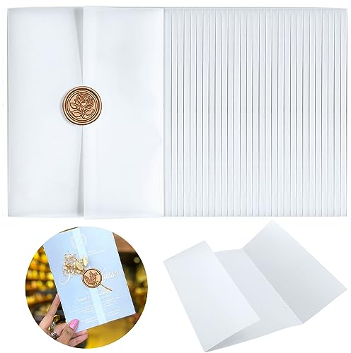 ZYNERY Pergament-Jacken für 12.7x17.8 cm Einladungen, vorgefaltetes Pergamentpapier, 12.7x17.8 cm, für Einladungen, für Hochzeitseinladungen – durchscheinendes Geburtstagseinladungspapier, 140 Stück