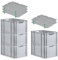 PROREGAL SparSet 5x Eurobox NextGen Grip mit Auflagedeckel & 4 grünen Schiebeschnappverschlüssen, HxBxT 32x40x60cm, 65 L, Grau, Griffe offen, Eurobehälter, Transportbox