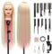 Styling Head 28 inch Hairdresser Training Head 100% Synthetic Fiber Hair Styling Head, Training Head Hairdressing Head with Free Clamp and DIY Braiding Set (Blonde Powder)
