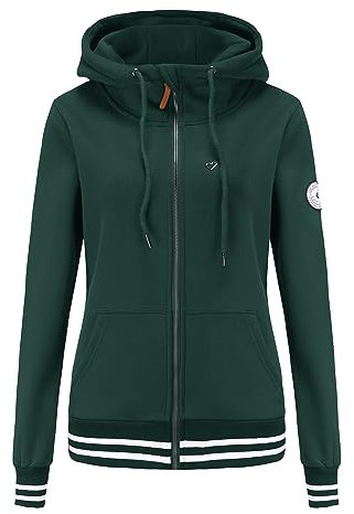 TrendiMax Damen Sweatjacke Kapuzenpullover Zip Hoodie Kapuzenjacke Winter Sweatshirt Jacke, Grün, L