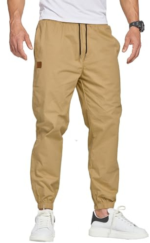 ZOXOZ Herren Hose Chino Cargo Hose Freizeithose Baumwolle Sporthose Casual Jogginghose Elastische Taille mit Kordelzug Sweatpants Herren mit Taschen