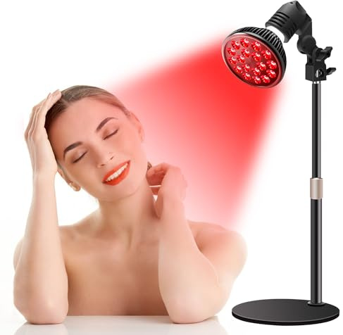 Wolezek Red Light Therapy Lamp - LED Face & Body Treatment, Adjustable Stand 10-16.5in, 18 LEDs 660nm & 850nm Combo
