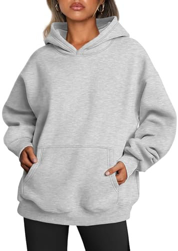 Famulily Hoodies für Damen Langarm Fleece Kapuzenpullover Tuniken für Leggings Teen Girl Cozy Sweatshirts Kleidung Grau M