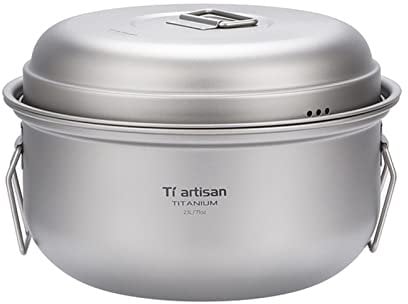 QUKAN Titan Dampfgarer Suppentopf Set mit Deckel Outdoor Camping Suppe Dampftopf Pan Mess Kit
