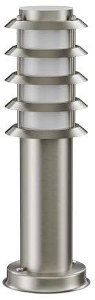 ledscom.de Pilona PORU para exteriores, IP44, rejilla, 39cm, acero inoxidable, incl. lámpara E27, clase de eficiencia energética A, esmerilado (blanco cálido, 4W, 935lm)
