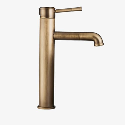 BiaoTeng Retro Bathroom Basin Mixer Tap High, Antique Brass Bathroom Sink Taps, Countertop Basin Tap Bathroom Sink Mixer Tap, Antique