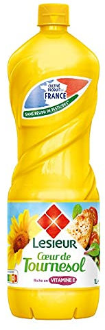 Huile de Tournesol Lesieur Coeur 1L - Pressée à Froid Qualité Premium - Idéale pour Cuisson & Assaisonnement - Le Lot De 4