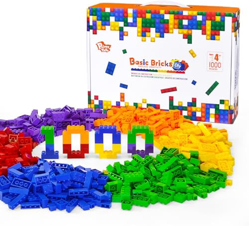 Pairez Toys Building Blocks Set, 1000 Piece Creative Compatible Bricks Set for Kids in Rainbow Color