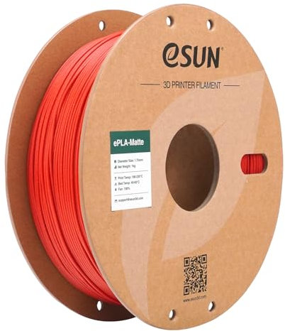eSUN Filamento per Stampante 3D PLA Opaco Aggiornato, Filamento PLA Opaco da 1.75mm, Precisione Dimensionale +/- 0.02mm, Bobina da 1kg Filamento per Stampa 3D per Stampanti 3D, Rosso antincendio