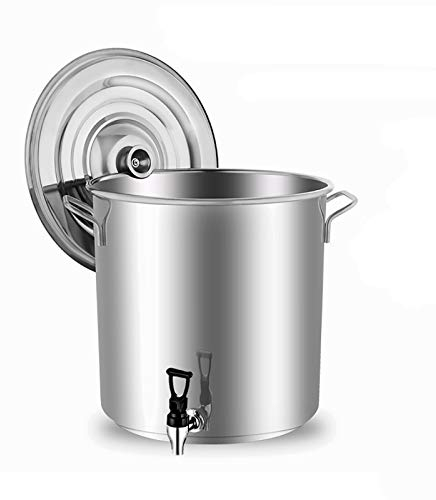 WJFLUCK Großer Suppentopf, vertikaler Topfdeckel, Durchmesser 40 cm, Höhe 40 cm, 50 Liter, (mit Wasserhahn), geeignet für alle Herde (Farbe: Silber, Größe: 50 cm x 50 cm (90 l))