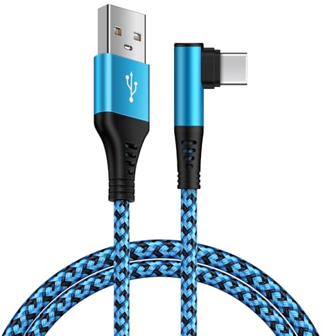 USB C Kabel Schnellladekabel 1.8M,90 Grad Winkel Ladekabel USB C Nylon Type C Kabel Handy Ladekabel für Samsung Galaxy A55/A15/A35/S24/S23/S22/S21/A54/A34/A53/A25,Xiaomi 13/12,Huawei P70,iPhone15 Pro