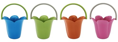 GOWI 462-95300 reGowi Blumeneimer einzeln, farblich Sortiert, recyceltes Sandspielzeug