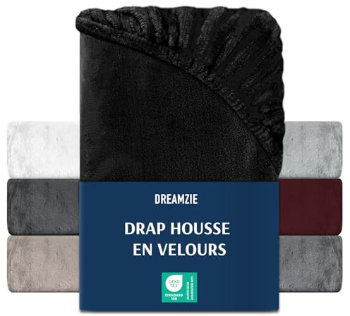 DREAMZIE - Lenzuolo con angoli 90-100 x 200 cm - Nero Lenzuola in Pile con Angolo Elasticizzati