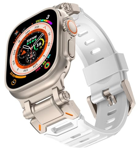 Shesyuki Watch Band Compatible pour Apple Watch Ultra 2 Band 49mm 45mm 44mm 42mm, Hommes luxe FKM silicone bracelet pour Ultra Series 9 8 7 6 5 4 3 2 1 SE