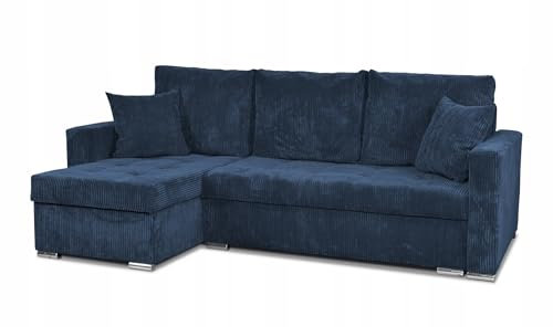Family Meble Ecksofa, Modell Bonito, mit Schlaffunktion, Freistehendes, Ausklappbares, Behälter für Bettwäsche, Strapazierfähiges Material, Schmutzabweisend, für Wohnzimmer, Schlafzimmer, ANAFI 15
