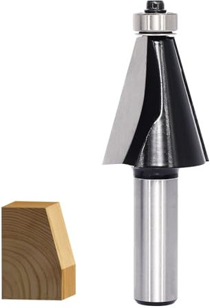 SICWOOD Fasenfräser Bit 1/2 Schaft, 15° Grad Hartmetall 2-schneidig Fasenschnitt Kantenformung Schrägfräser Fasenbohrer Gehrungswinkel Fräser für Gehrungsgelenke