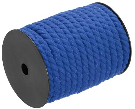 QUARKZMAN Corda di Cotone a 3 Fili Intrecciata Corda Intrecciata, Blu Zaffiro 23m/25 Iarde 10mm Dia per Appendere al Muro, Appendere Piante, Lavori a Maglia, Nodi Macramé