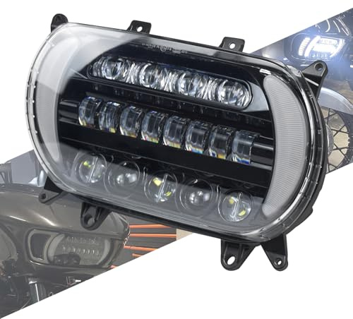 HCmotorku Motorrad-LED-Scheinwerfer mit Fern- und Abblendlicht, Blinker, Tagfahrlicht, Seitenlichter, passend für Harley Road Glide FLTRX FLTRU 2015–2024, Schwarz