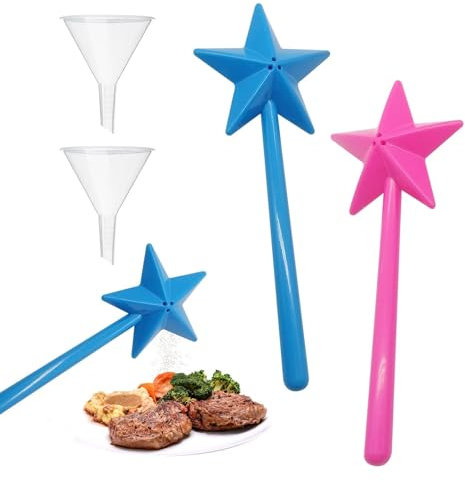 LUHOCIY 2 Stück Salzstreuer Zauberstab, Zauberstab Salzstreuer Lustig, Salz und Pfefferstreuer Lustig, Einfach zu Bedienen Mit 2 Trichtern, Geeignet für Küchen, Urlaubstreffen und Picknick-Camping