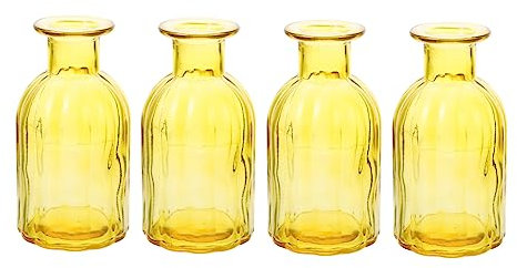 Amosfun 4 Stück Mini-hydrokultur-vase Behälter Für Hydroponische Pflanzen Vasen Wohnkultur Blaugrünes Terrakotta Körpervase Vasendekor Pflanzenhalter Klare Vase Blumen Yellow Glas