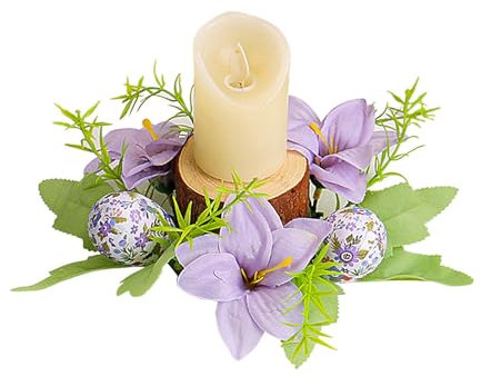 Osterkerzenringe Osterkranz, Künstliche Blumen Bauernhaus Ostereier Feiertagskerzenringe, Inneneinrichtung Blütengirlande Kerze Osterkranz für Festival, Küchenschränke, Laternen, Türen, Tischplatten
