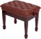 Klavierbank aus Massivholz, höhenverstellbar 48–58 cm, Klavierbank aus PU-Leder, Einzelhocker mit dicker Polsterung (Farbe: Braunrot)