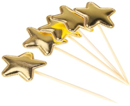 GAROZATION 5stücke Stern Cake Toppers Goldene Pu Cupcake Deko Für Hochzeiten Geburtstagsfeiern Und Feste Tortendeko Für Kreative Backideen