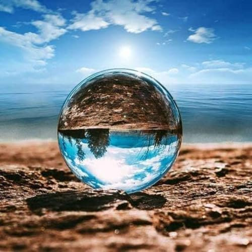 JITIFAZH K9 Kristallkugel(60mm), Dekor Fotografie Ball, Klare Kristallkugel Lensball für Fotografie – Glas Kugel Wahrsager & Meditation, kein Stand