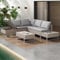 Gegtuon Gartenmöbel Sitzgruppe aus Rattan für Garten für 4-5 Personen, Outdoor Gartenmöbel-Set BalkonMöbel Essgruppe mit Tisch, Stühle und Kissen, Lounge Sofa Möbel mit Ecksofa & Couchtisch (Khaki)