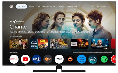GRUNDIG 55 VOE 85 Q Pro Fernseher 55 Zoll (139 cm) NanoQLED, 120 Hz, 4K UHD, Dolby Vision IQ, Dolby Atmos, Chromecast Built-in, Bluetooth, Smart, Sprachsteuerung, Schwarz