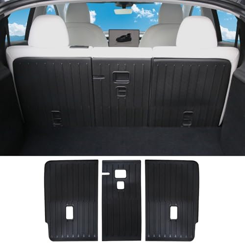 TOPABYTE Rücksitz-Rücksitz-Rückenlehnenschutz für Tesla Model Y Juniper 2025 (5-Sitze), Zubehör, zweite Reihe, Rückenlehnenbezug, TPE, Allwettermatten, Kofferraumwanne, 3 Stück