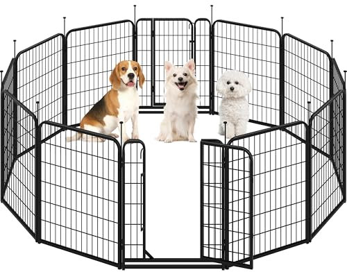 Yaheetech Welpenlaufstall 12-teilig 80cm, Hundeauslauf Einteilige Verriegelung, Verbindungsstangen mit rundem Kopf, Faltbare Freilaufgehege für Hunde Wohnung und Garten, Aufbau werkzeugfrei