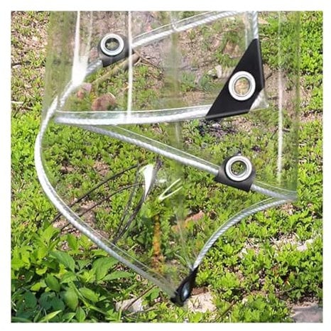 QSTGX Bâche Imperméable Transparente avec œillets Résistante Couverture en Feuille de Rideau Extérieur Tissu Toile imperméable PVC Plastique pour Le Jardin Chapiteau Balcon Pergola(6.56x9.84ft/2x3m)