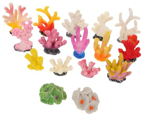 CIYODO 16-teiliges Set Naturnahe Aquarium Korallen Deko | aus langlebigem Harz, künstliche Mini Korallen, pflegeleicht, ideal für Betta-Fischbecken und Aquarien-Dekoration
