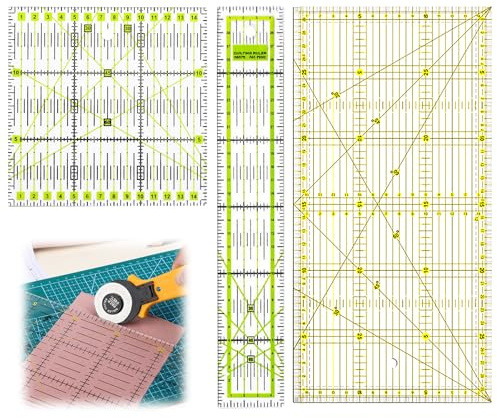 3 Stück Schneiderlineal 5x30cm/15x15cm/15x30cm Patchwork Lineal Nählineal | Quilt lineal Lineal Nähen Schneider Lineal Transparent Ruler Vorlage für DIY Grafiken Stoffhandwerk Quilten Basteln