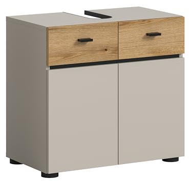 xonox.home – Waschbeckenunterschrank Aqua 60x56x35 cm in Kaschmir Melamin – 2 Türen & 1 Einlegeboden – Funktionaler Unterschrank für das Bad – Schlichte Optik, hochwertig & besonders stabil gefertigt