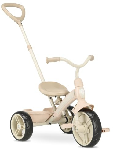 Qplay Elite Plus Dreirad mit Schiebegriff, 2-in-1-Kleinkindfahrrad mit verstellbarem Schiebegriff, Outdoor-Spielzeug für Kleinkinder von 2 bis 6 Jahren, bis maximal 25 kg belastbar, Rosa