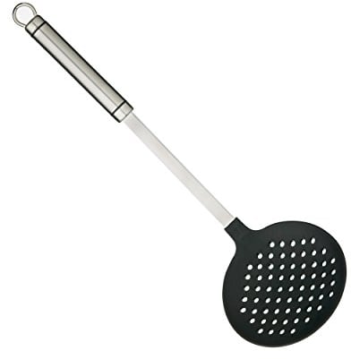 KitchenCraft Cuchara espumadera profesional con cabeza de plástico, acero inoxidable, 37 cm