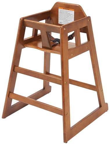 Winco Solid Wood Commercial Grade Stackable High Chair for Restaurant & Home, Walnut