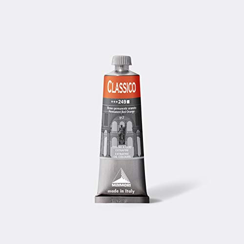 Maimeri CLASSICO 60 ml, Extra feine Künstlerölfarbe, Farbton Permanentrot orange