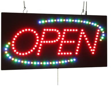 Open Sign 24 with Tri-Color Oval, TOPKING Signage, LED Neon Open, Store, Window, Shop, Business, Display, Grand Opening Gift